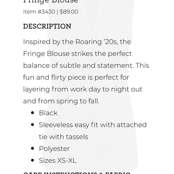 Cabi Fringe Blouse in Black #3430 Sz: Medium - Picture 5 of 5